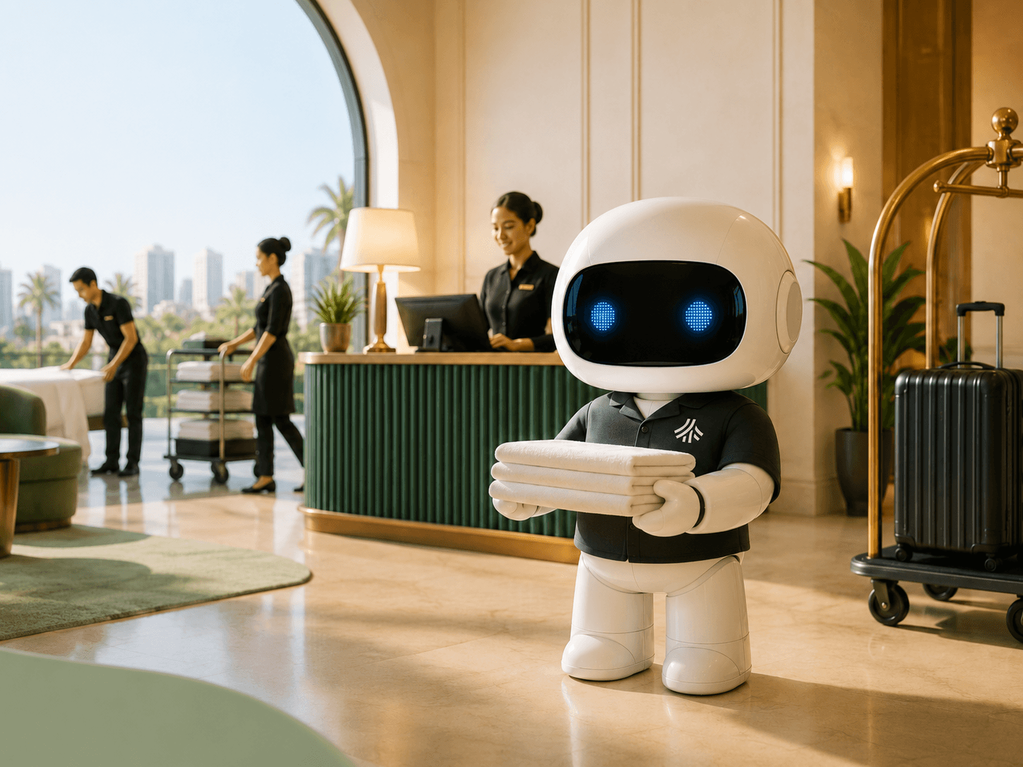 Hotel team coordinating guest operations with Teambridge