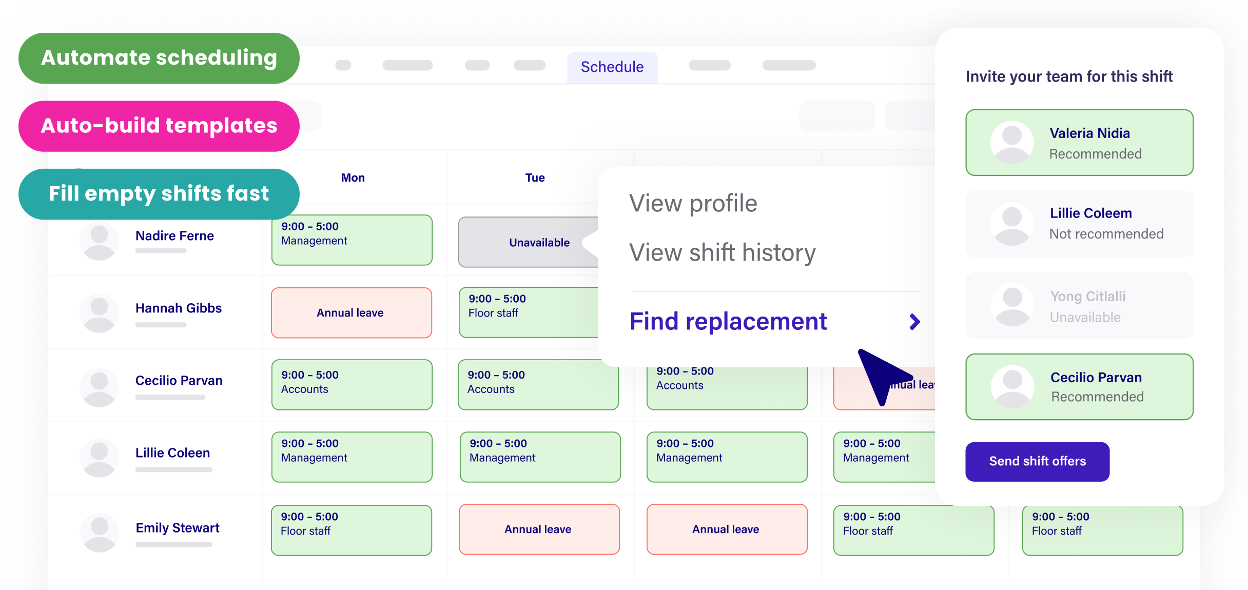 Deputy scheduling product visual from Deputy's public website
